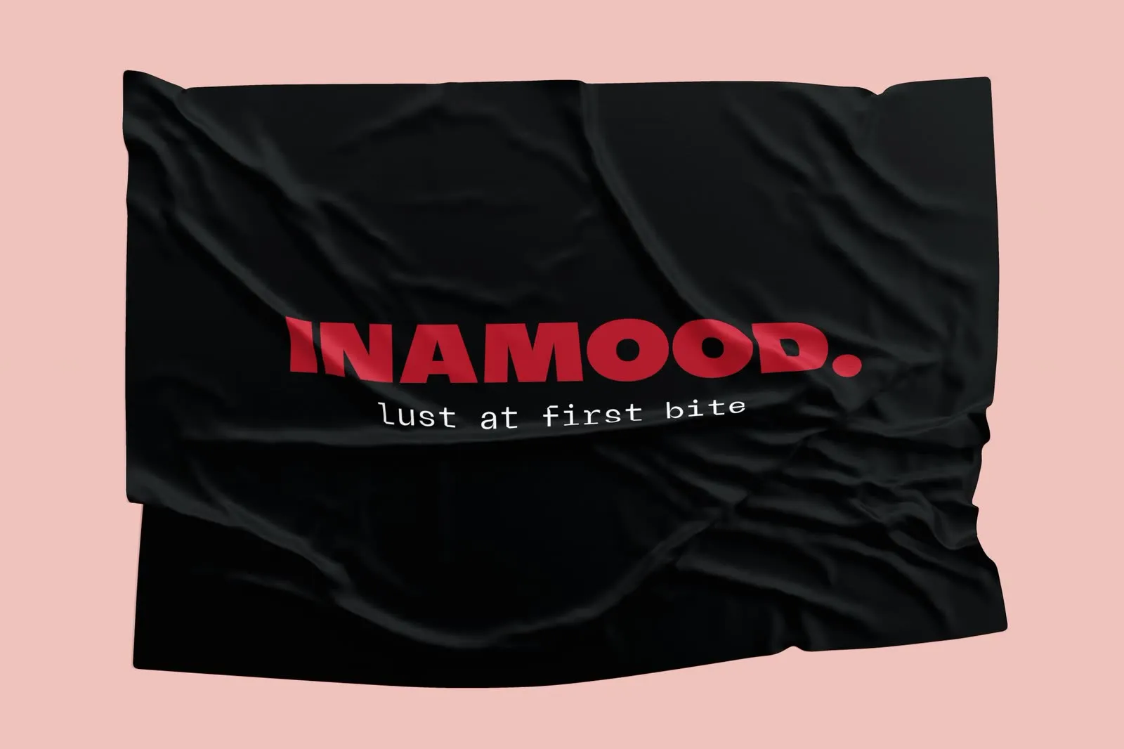 Het INAMOOD-logo op een zwarte vlag